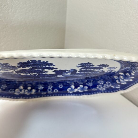 Antique English Copeland Spode's Tower Blue/White Platter Large 15"x12" Mint EUC - Picture 14 of 15